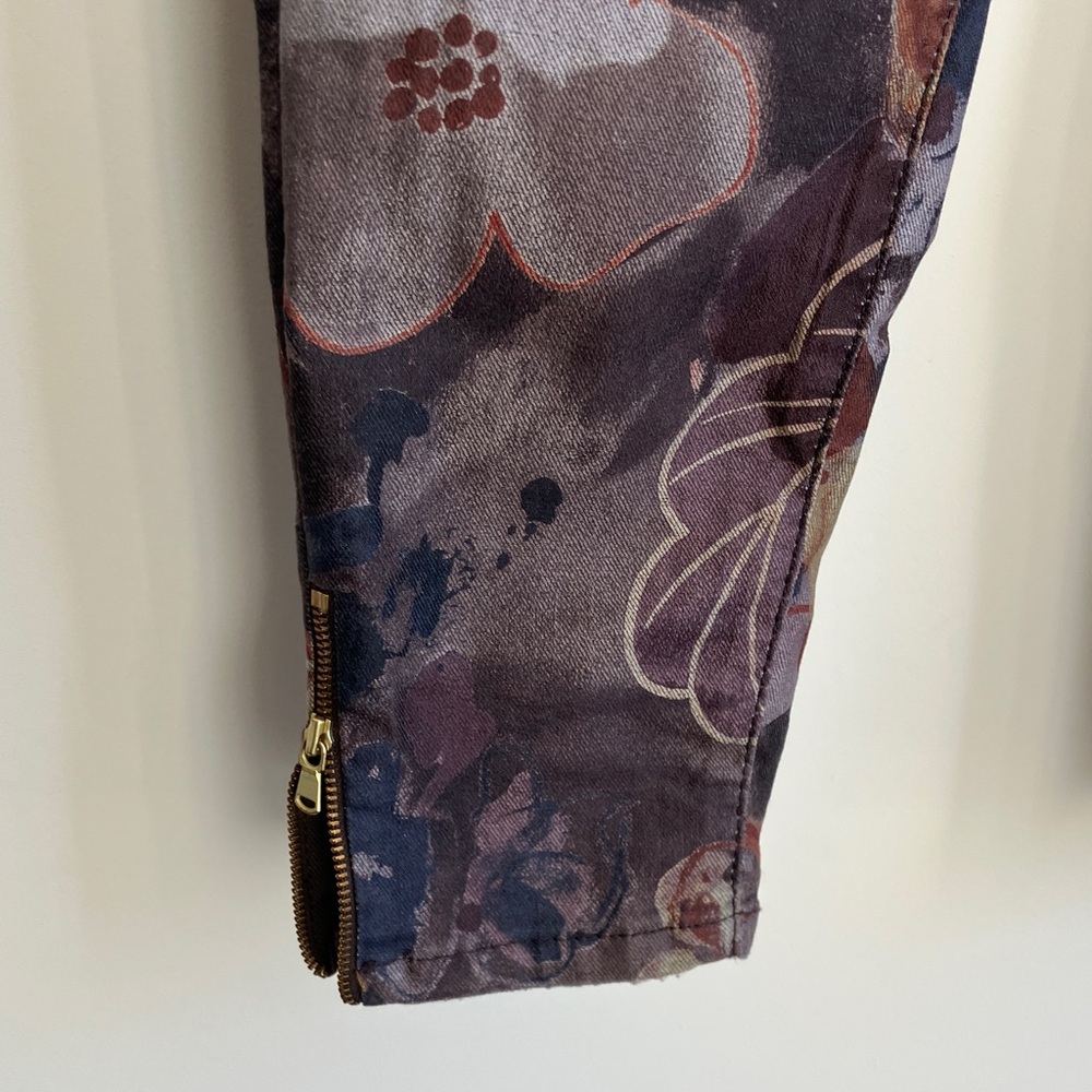 MOS MOSH European Brand Floral Patterned Brown/Grey Skinny Pants Size 28 NWOT - Picture 3 of 11